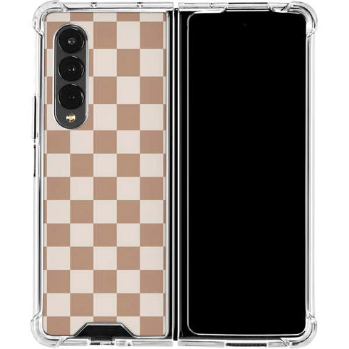 Neutral Checkered Galaxy Z Fold4 5G Clear Case